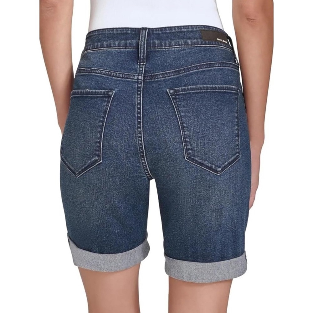 DKNY Jeans Women's Blue Denim Bermuda Cuffed Shorts Everyday Summer Style Size 4 - Picture 12 of 12